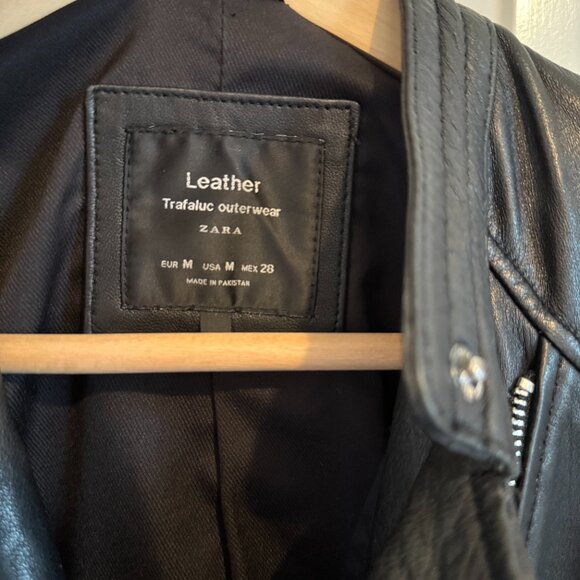 Zara Genuine Sheep Leather Moto Jacket, Size Medium - Picture 6 of 7